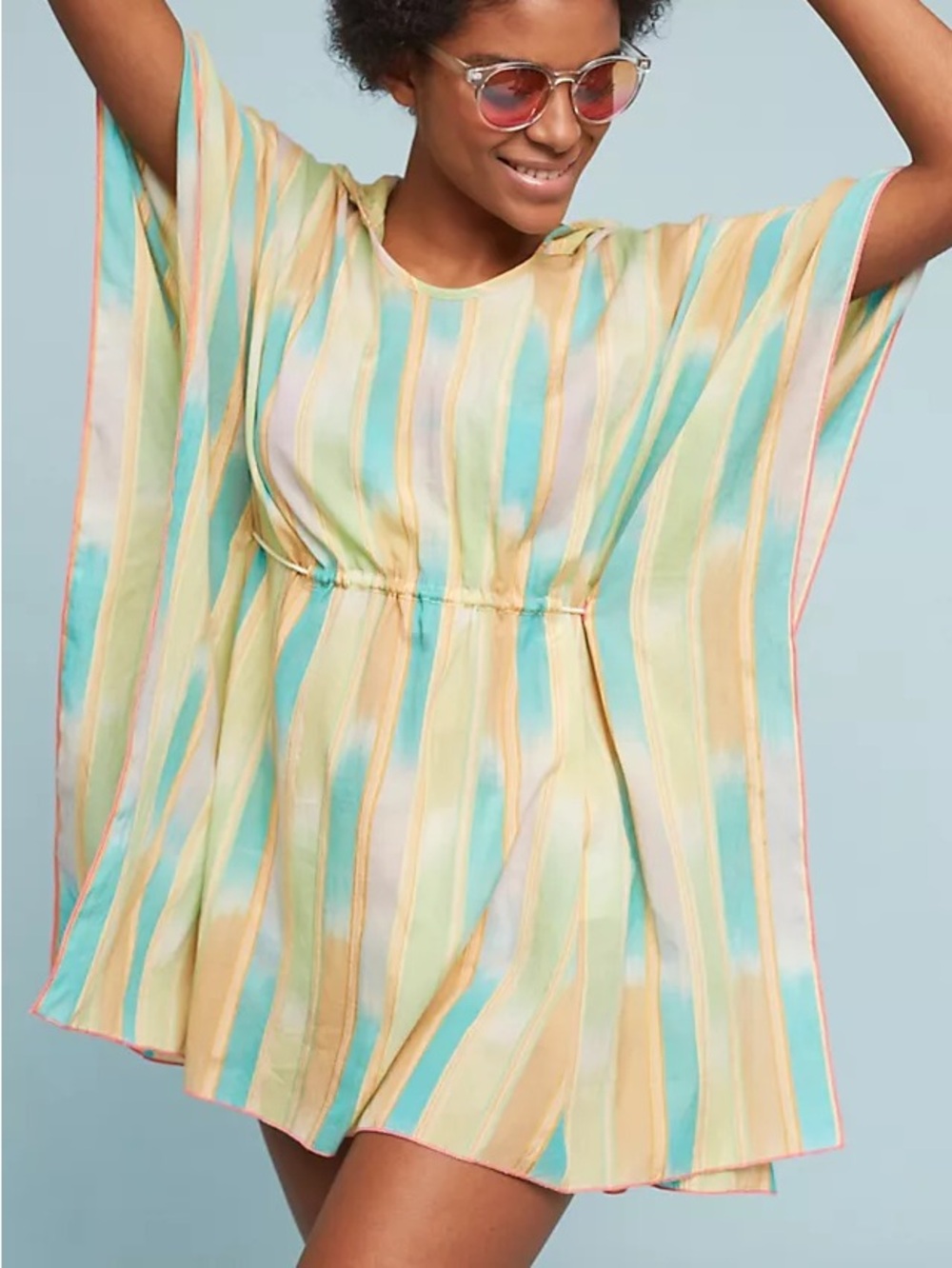 NWT Anthropologie Lilka Striped Pastel Beach Cover-Up Tunic Dress - Picture 2 of 9
